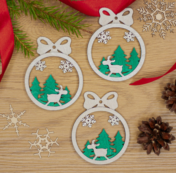 Joulukoriste, pyöreä "Lumi", 3 kpl setti hopea