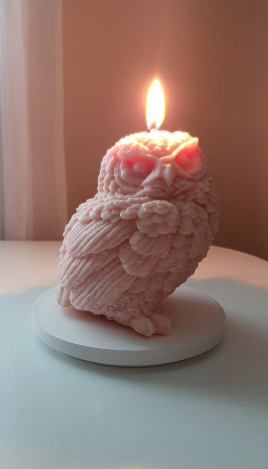Pöllö kynttilä pinkki