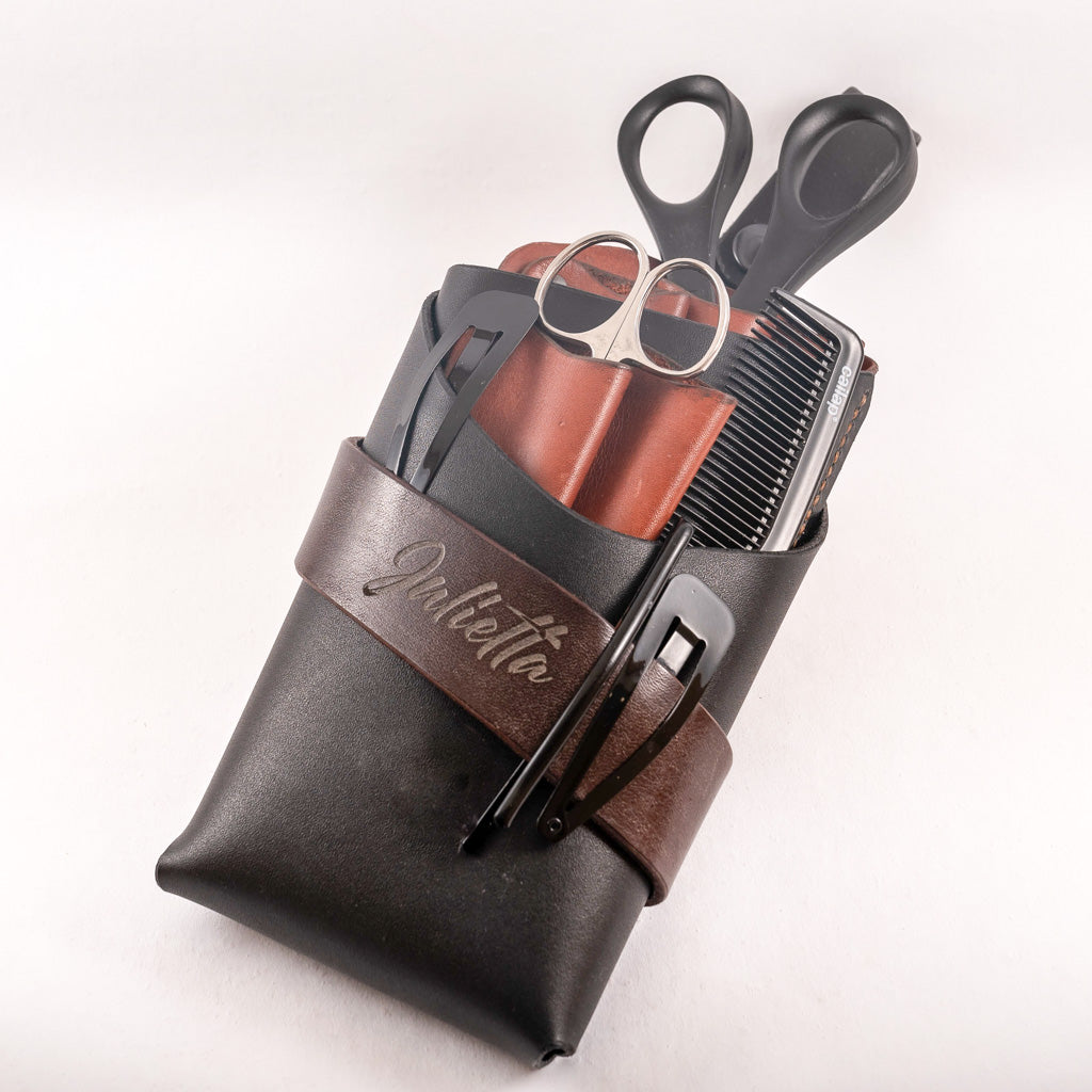 Hairdresser's belt pouch for scissors and other accessories