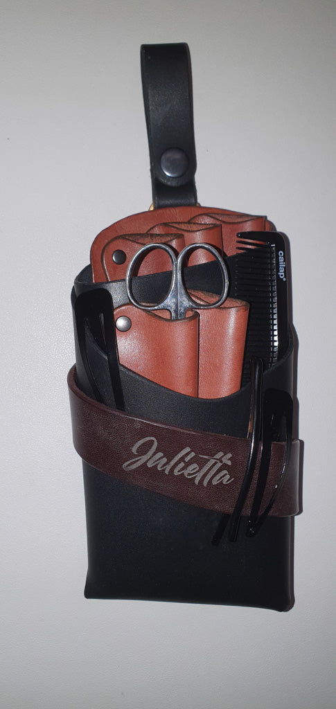 Hairdresser's belt pouch for scissors and other accessories