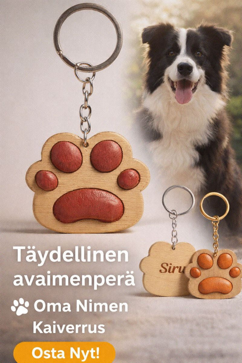 Koira-tassu avaimenperä personoitu LAHJAKSI (keltaruskea)