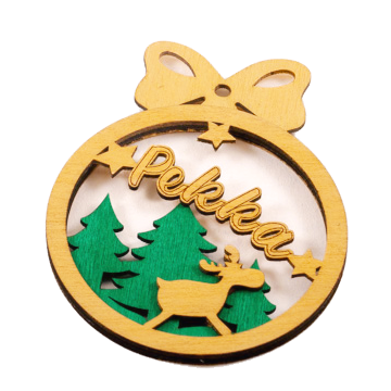 Personalized Christmas decoration, round "Name", set of 2