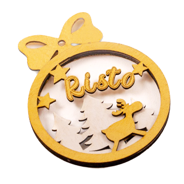 Personalized Christmas decoration, round "Name", set of 2