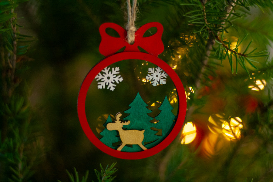 Joulukoriste, pyöreä "Lumi", 3 kpl setti punainen