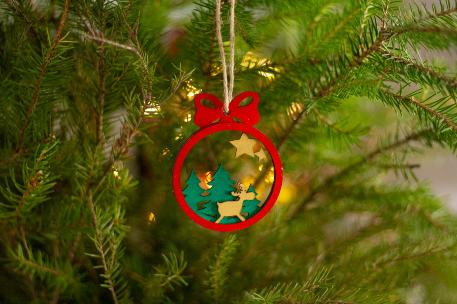 Joulukoriste, pyöreä "Tähti", 3 kpl setti punainen