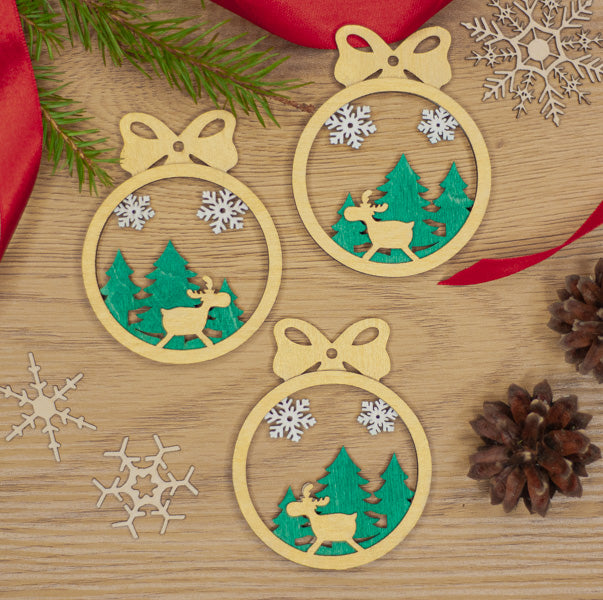 Christmas decoration, round "Snow", set of 3