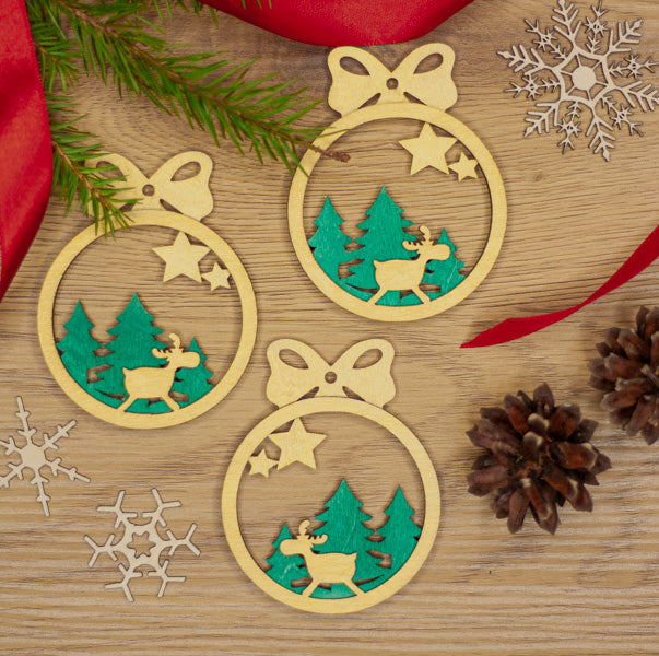Christmas decoration, round "Star", set of 3