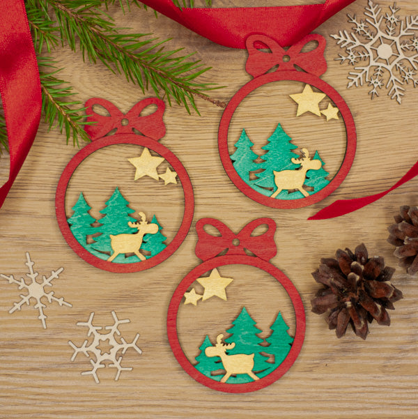 Joulukoriste, pyöreä "Tähti", 3 kpl setti punainen