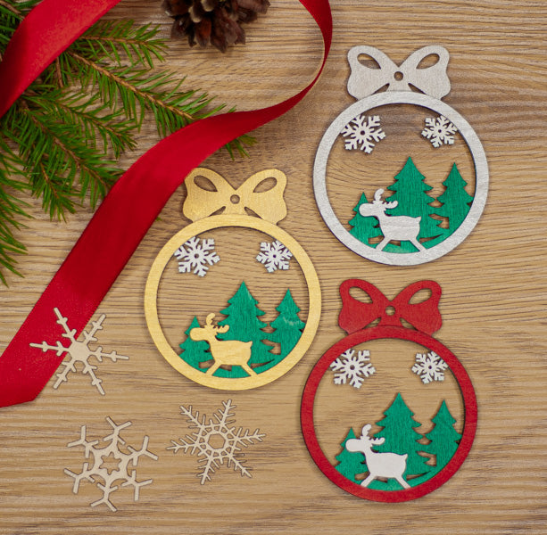 Joulukoriste, pyöreä "Lumi", 3 kpl setti värilajitelma