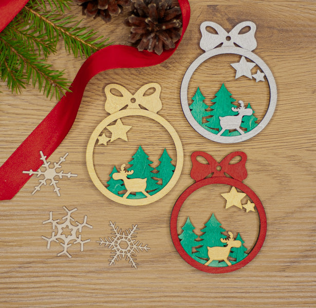 Joulukoriste, pyöreä "Tähti", 3 kpl setti värilajitelma